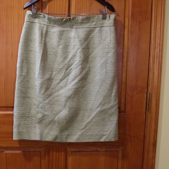 Classiques Entier Green Tweed Paperbag Waist Pencil Skirt Y2K 14 - Picture 2 of 12